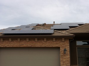 The solar panels on our house mid-installation.