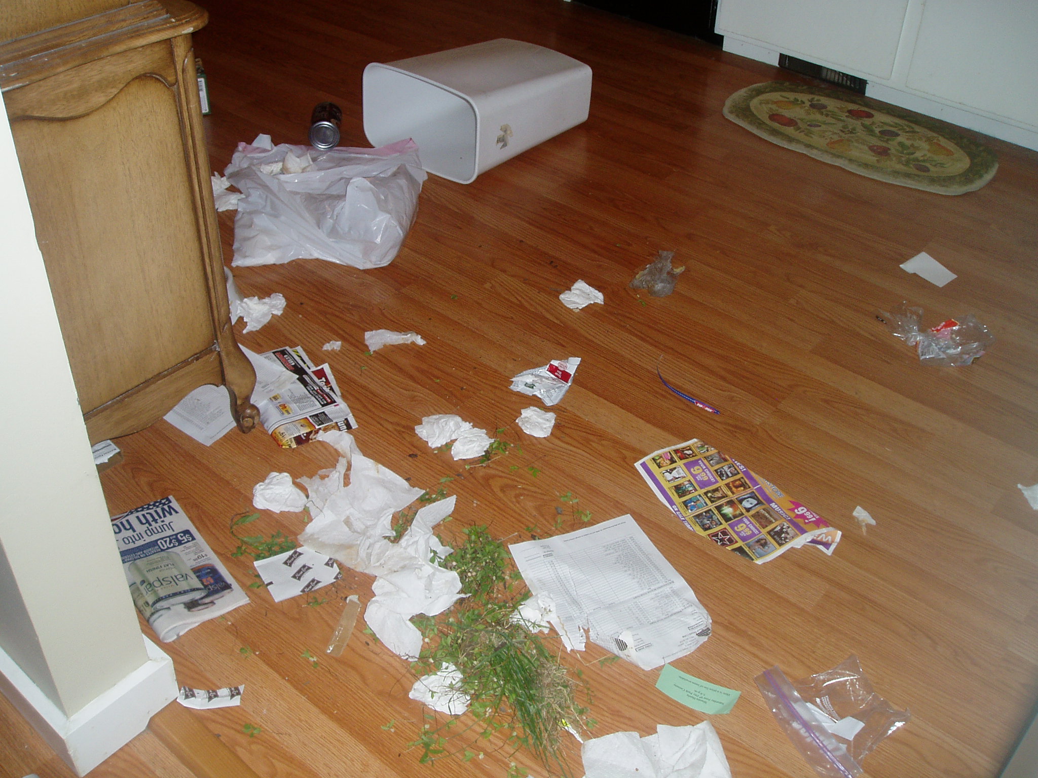 The destruction of Annabelle in the garbage can.